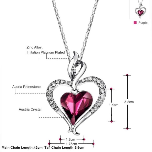 💜 Nouvelle Claire Amethyst Heart Pendant Swarovski Crystal Necklace - NEW - Picture 4 of 7
